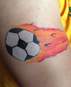 Flaming soccer ball Giggle Loopsy Denver area face painting